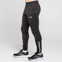 Men's Cody Brushed Skinny Tracksuit Bottoms Black / Red / Grey