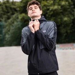 Men’s Rio Hooded Rain Jacket Black / Grey / White -Canter Sport Clothing Shop 4t5a8460