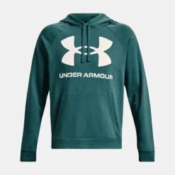 Under Armour Men's UA Rival Fleece Big Logo Hoodie Coastal Teal / Onyx White -Canter Sport Clothing Shop ps1357093 722 hf