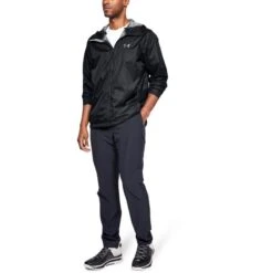 Under Armour Men's UA Forefront Rain Jacket Black / Steel -Canter Sport Clothing Shop s7.v5 1321439 001 fsf