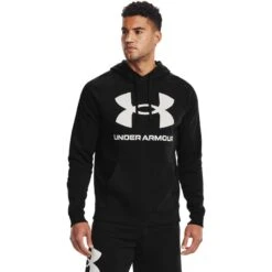 Under Armour Men's UA Rival Fleece Big Logo Hoodie Black / Onyx White