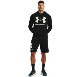 Under Armour Men's UA Rival Fleece Big Logo Hoodie Black / Onyx White -Canter Sport Clothing Shop s7.v5 1357093 001 fsf
