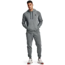 Under Armour Men's Rival Fleece Joggers Pitch Gray Light Heather / Onyx White -Canter Sport Clothing Shop s7.v5 1357128 012 fsf