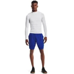 Under Armour Men's HeatGear® Armour Mock Long Sleeve Top White / Black -Canter Sport Clothing Shop s7.v5 1369606 100 fsf