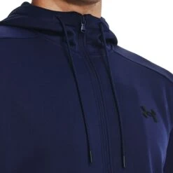 Under Armour Men's Fleece® Full-Zip Hoodie Midnight Navy / Black -Canter Sport Clothing Shop s7.v5 1373357 410 collar