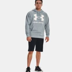 Under Armour Men's Rival Fleece Big Logo Hoodie Harbor Blue / Onyx White -Canter Sport Clothing Shop v5 1357093 465 fsf