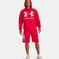 Under Armour Men's Rival Fleece Big Logo Hoodie Red / Onyx White -Canter Sport Clothing Shop v5 1357093 600 fsf