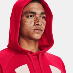 Under Armour Men's Rival Fleece Big Logo Hoodie Red / Onyx White -Canter Sport Clothing Shop v5 1357093 600 hood