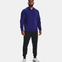 Under Armour Men's Rival Fleece Full Zip Hoodie Sonar Blue / Onyx White -Canter Sport Clothing Shop v5 1357111 468 fsf